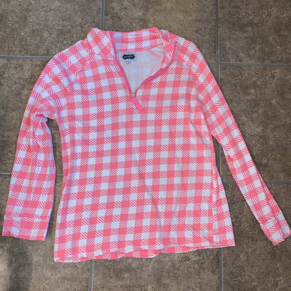 Mud Pie pink herringbone pullover (quarter zip)
